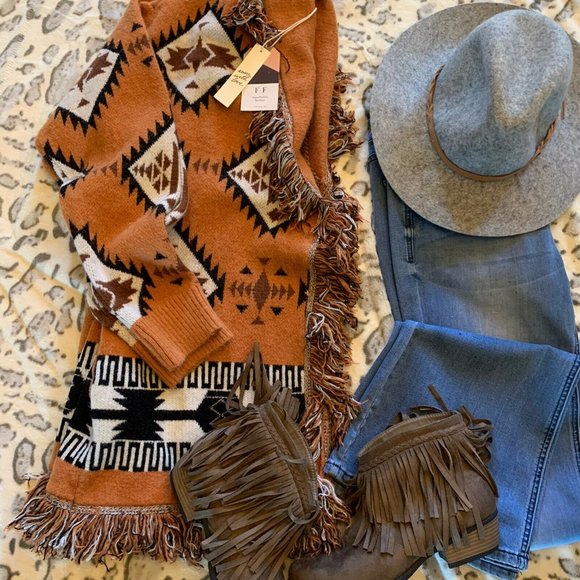 New Aztec Western Boho Tribal Cardigan Sweater - Picture 7 of 10